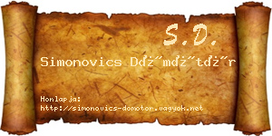 Simonovics Dömötör névjegykártya